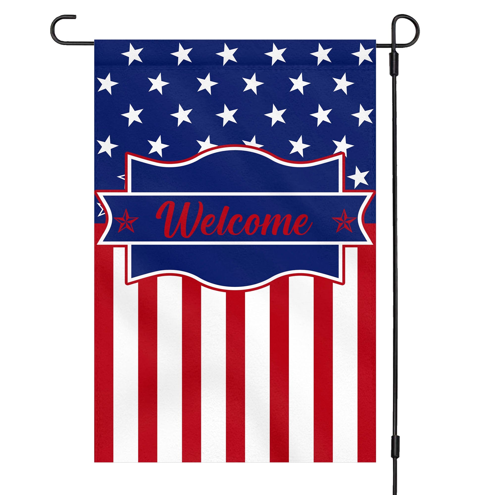 GeckoCustom Welcome Flag 4th Of July Personalized Custom Garden Flag H379 12"x18"