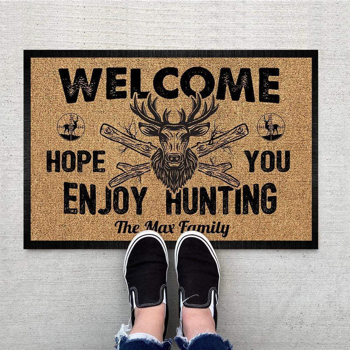 GeckoCustom Welcome Hope You Enjoy Hunting Doormat, Welcome Mats, Gift For Hunting Lovers HN590