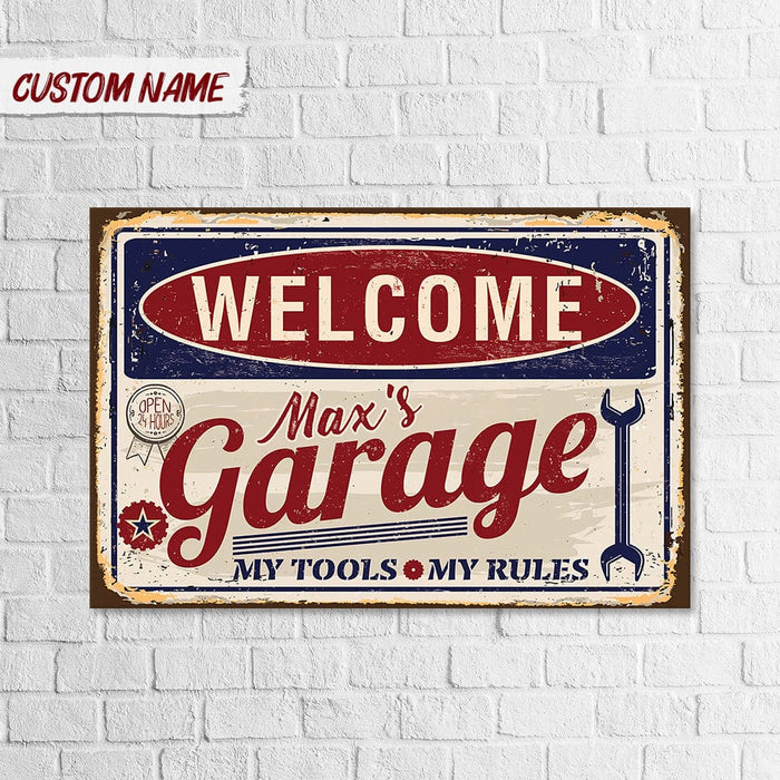 GeckoCustom Welcome My Tools My Rules Car Metal Sign T368 HN590