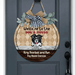 GeckoCustom Welcome Ring Doorbell & Run Dog Wooden Door Sign With Wreath, Dog Lover Gift, Dog Door Hanger HN590 12 Inch