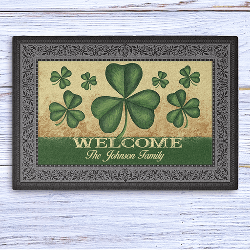GeckoCustom Welcome St. Patrick's Day Personalized Doormat 24x16 inch - 60x40 cm