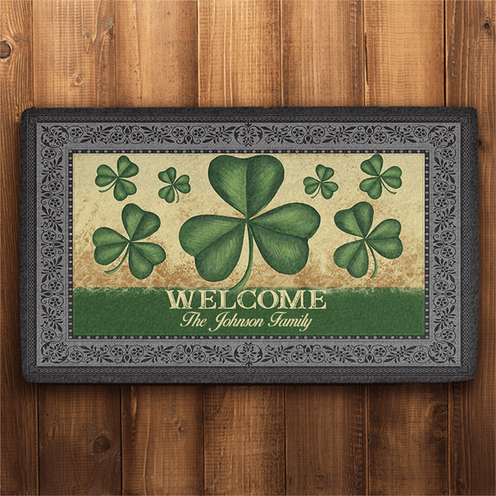 GeckoCustom Welcome St. Patrick's Day Personalized Doormat 30x18 inch - 75x45 cm