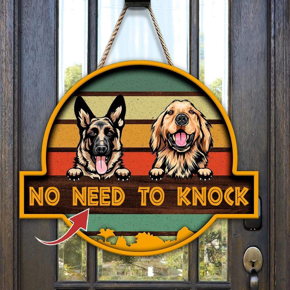 GeckoCustom Welcome Sunset Dog Wooden Door Sign, Dog Lover Gift, Custom Doorsign HN590 12 Inch