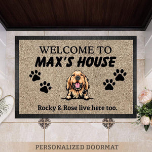 GeckoCustom Welcome To Dog House Doormat, Dog Doormat HN590