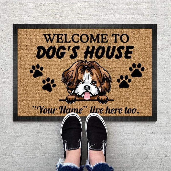 GeckoCustom Welcome To Dog House Doormat, Dog Lover Gift, Non-slip Mats, Funny Doormat HN590