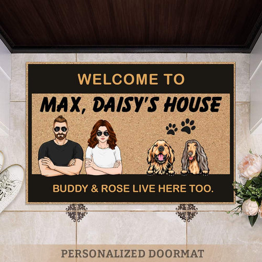 GeckoCustom Welcome To Dog House Human Live Here Doormat For Dog Lover, HN590