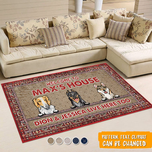 GeckoCustom Welcome To Dog's House Dog Patio Rug, Dog Lover Gift HN590