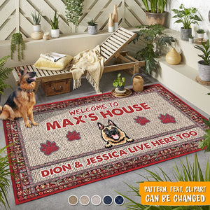 GeckoCustom Welcome To Dog's House Dog Patio Rug, Dog Lover Gift HN590