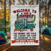 GeckoCustom Welcome to our Camper The Drink Are Cold Outdoor Camping Garden Flag, Camping Gift HN590 Without flagpole