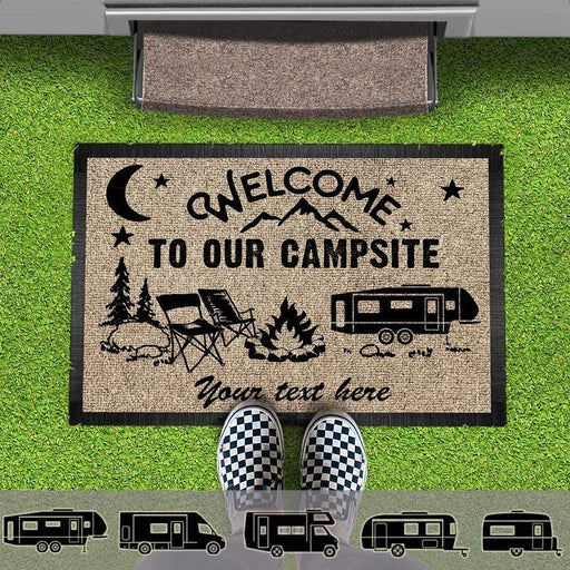 GeckoCustom Welcome To Our Campsite Camping Doormat, RVs Camper Motorhome, Camping Gift, HN590 15x24in-40x60cm
