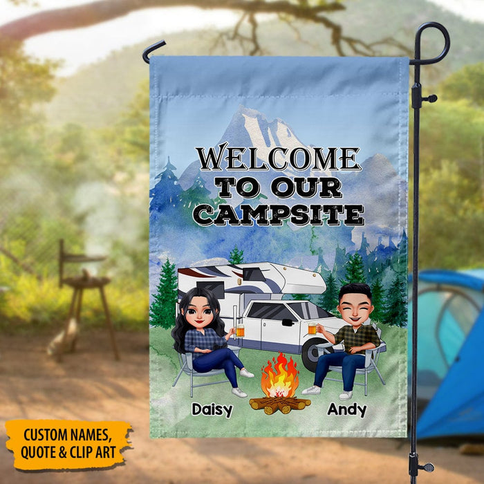 GeckoCustom Welcome to our Campsite Camping Garden Flag K228 HN590