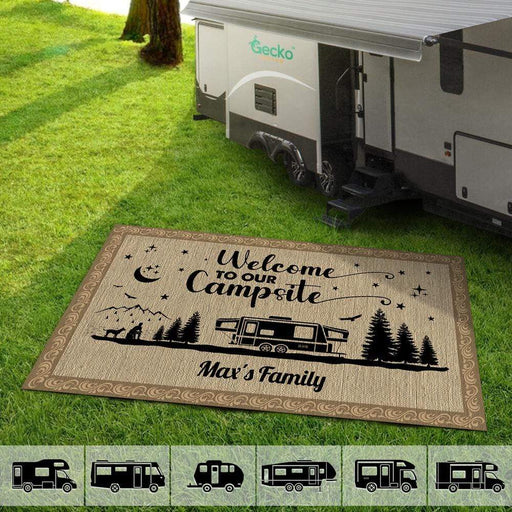 GeckoCustom Welcome To Our Campsite Camping Patio Rug, Patio Mat HN590 2.5'x4.6' (30x55 inch)