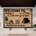 GeckoCustom Welcome To Our Campsite Protected Doormat, Camping Gift, Dog Lover Gift HN590