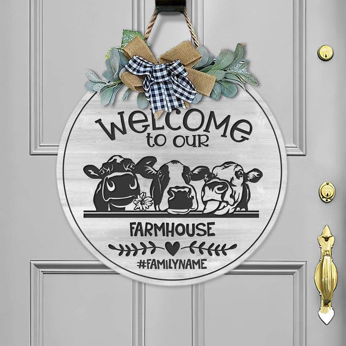GeckoCustom Welcome To Our Farmhouse Wood Sign, Farmer Gift, Round Wood Sign HN590 18 Inch
