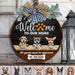 GeckoCustom Welcome To Our Home All Guests Must Be Approved By The Dog Door Sign With Wreath, Dog Lover Gift, Door Hanger HN590 12 inch
