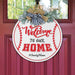 GeckoCustom Welcome To Our Home Baseball Wood Sign, Baseball Gift, Round Wood Sign HN590 12 Inch