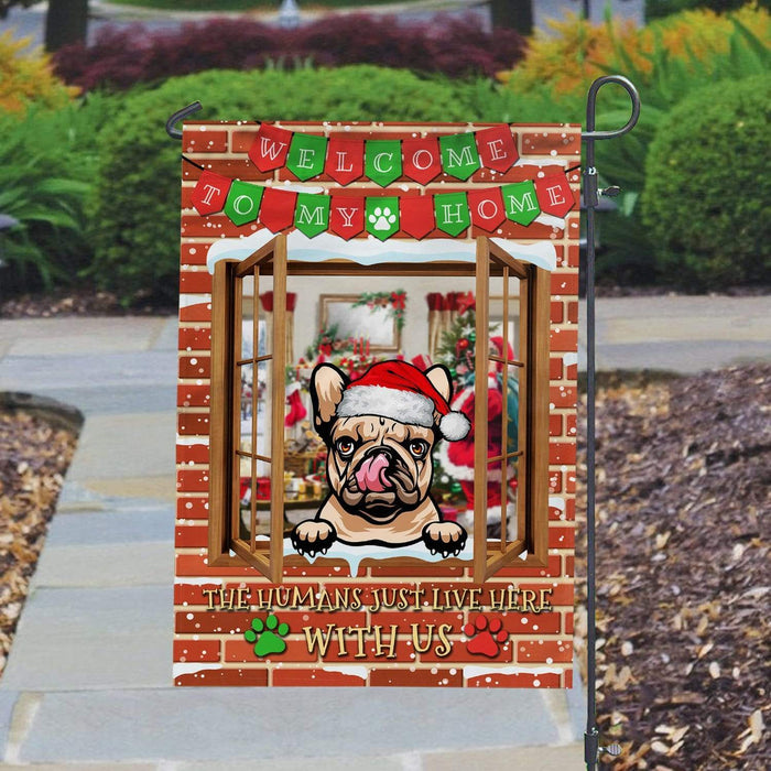 GeckoCustom Welcome To Our Home Christmas Dog Garden Flag, Custom Dog Lover Gift, Christmas Gift, HN590