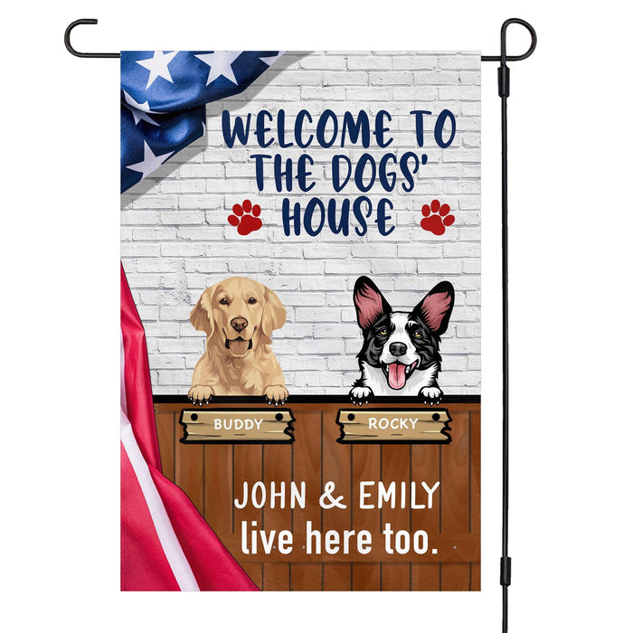 GeckoCustom Welcome To The Dogs House Dog Garden Flag 12"x18"