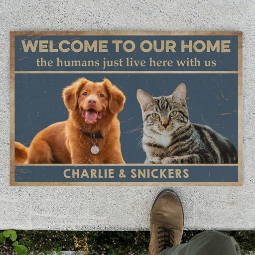 GeckoCustom Welcome To The Pet Home Personalized Custom Photo Dogs Cats Pets Doormats C597 24x16 inch - 60x40 cm