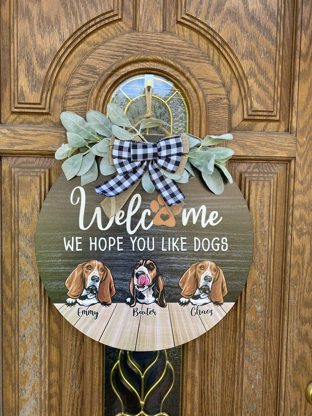 Welcome We hope you hotsell like Dogs door hanger w 4 Interchangeable Wood Flower Swags & 7 Holiday Decorations