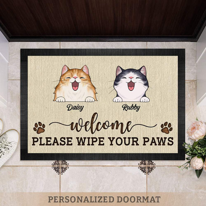 GeckoCustom Wipe Your Paws Cat Doormat, Cat Lover Gift, Cat Meow Mats HN590
