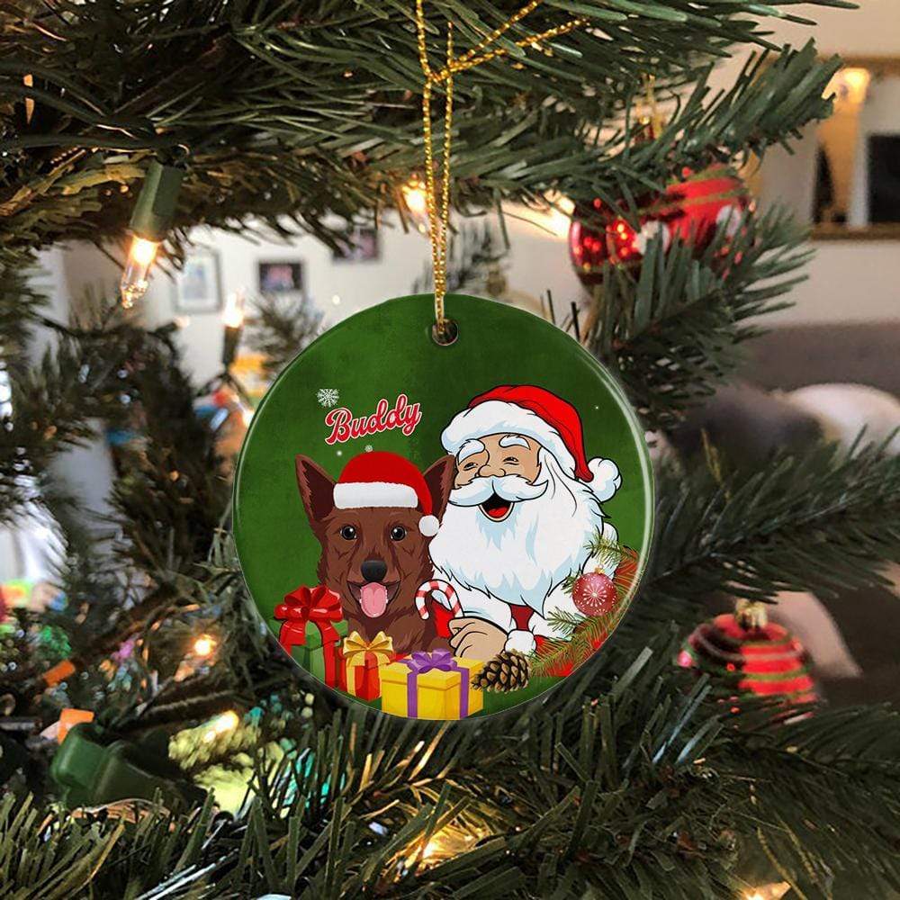 GeckoCustom Wish You A Merry Christmas Santa Claus Dog Ornament Pack 1 / 2.75" tall - 0.125" thick