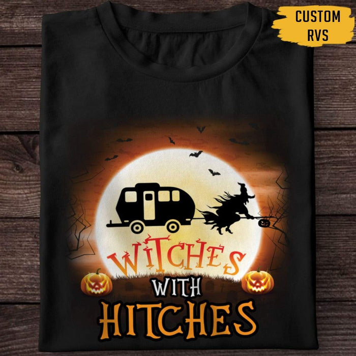 GeckoCustom Witches With Hitches Halloween RV Camping Moon Shirt