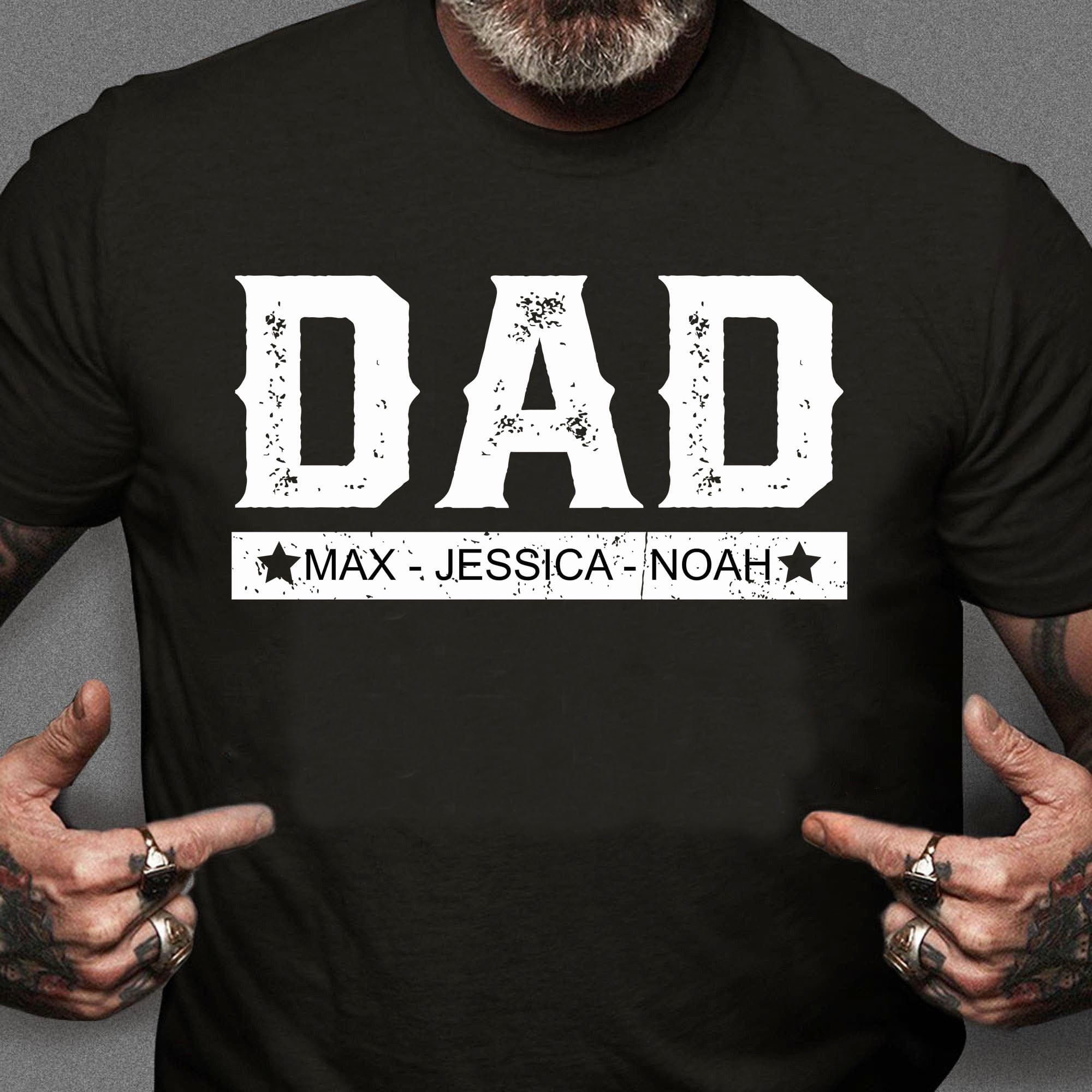 GeckoCustom With Kids Names Custom Dad Personalized Custom Father's Day Shirt H318