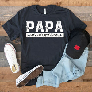 GeckoCustom With Kids Names Custom Papa Personalized Custom Father's Day Shirt H318 Premium Tee (Favorite) / P Black / S