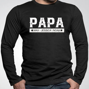 GeckoCustom With Kids Names Custom Papa Personalized Custom Father's Day Shirt H318 Long Sleeve / Colour Black / S