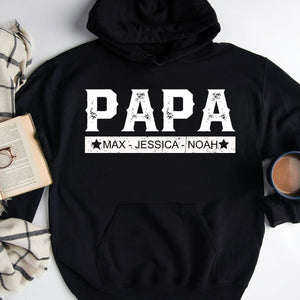 GeckoCustom With Kids Names Custom Papa Personalized Custom Father's Day Shirt H318 Pullover Hoodie / Black Colour / S
