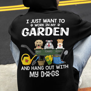 GeckoCustom Work In Garden And Hang Out With Dogs Personalized Custom Dog Backside Shirt C453 Pullover Hoodie / Black Colour / S