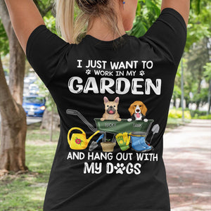 GeckoCustom Work In Garden And Hang Out With Dogs Personalized Custom Dog Backside Shirt C453 Basic Tee / Black / S