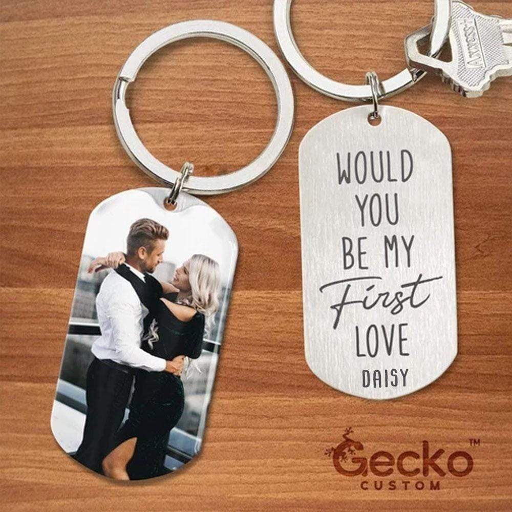 GeckoCustom Would You Be My First Love Valentine Metal Keychain HN590 No Gift box / 1.77" x 1.06"