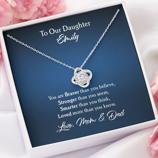 GeckoCustom You Are Braver Than You Believe Personalized Encouragement Message Card Necklace C261 Love Knot