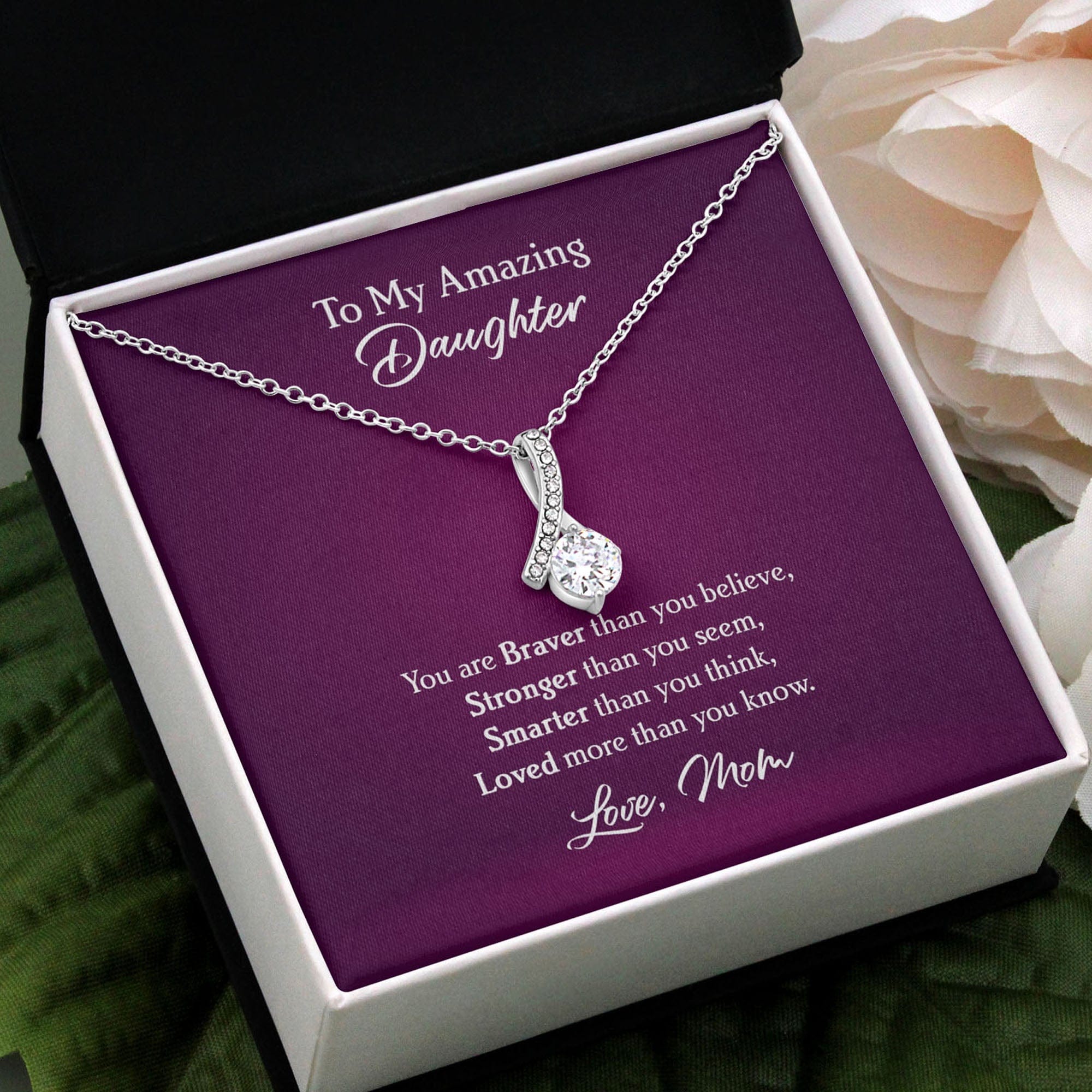 GeckoCustom You Are Braver Than You Believe Personalized Encouragement Message Card Necklace C261 Love Knot