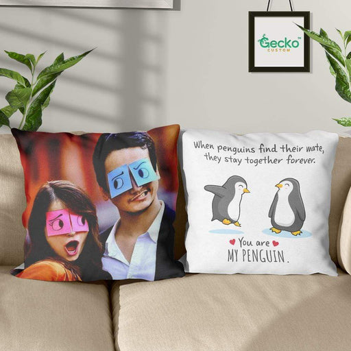 GeckoCustom You Are My Penguin Couple Throw Pillow, Valentine Gift HN590 14x14 in / Pack 1
