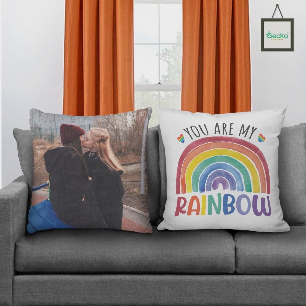 GeckoCustom Couple Throw Pillow, LGBT Gift HN590 14x14 in / Pack 1