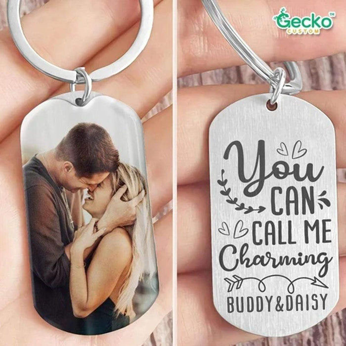 GeckoCustom You Can Call Me Charming Valentine Metal Keychain HN590 No Gift box / 1.77" x 1.06"