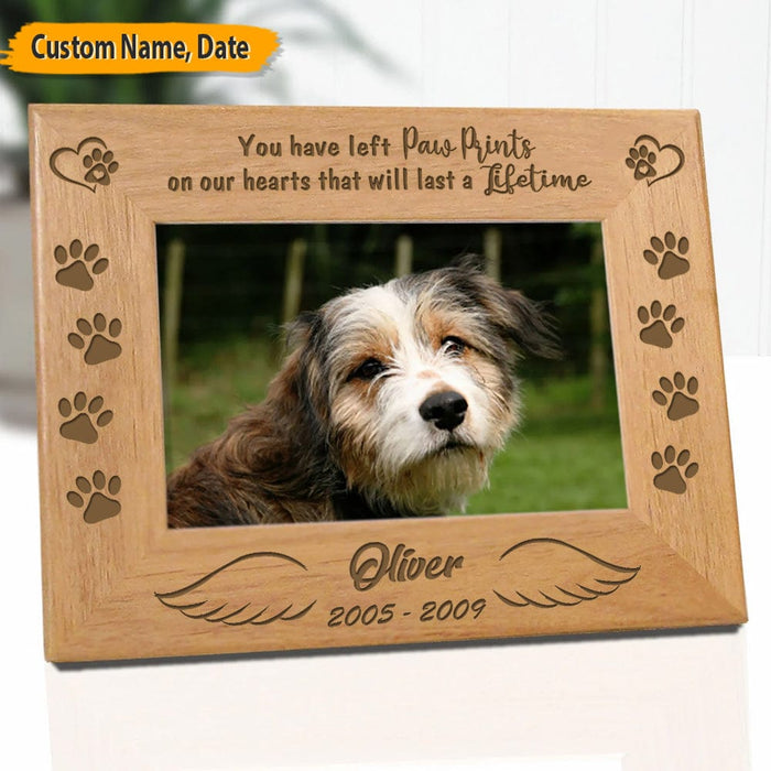 GeckoCustom You Have Left Paw Prints On Our Hearts Picture Frame T368 HN590 10"x8" / Wood Frame