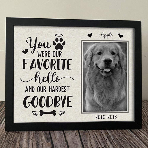 Pet Memorial Photo Frame - Our Favourite Hello And Our Hardest Goodbye –  Sprinkled with Magic