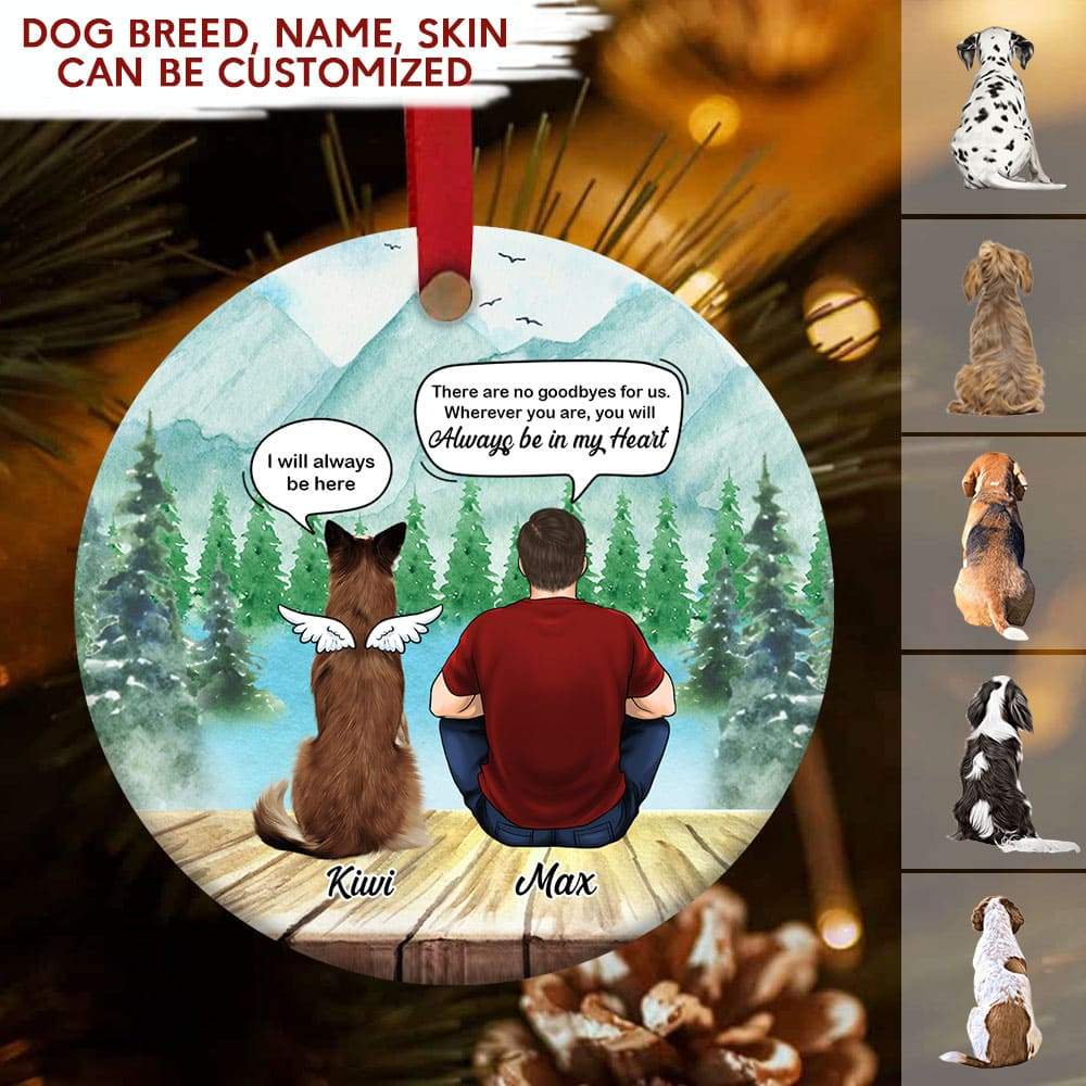 GeckoCustom You Will Always Be In My Hearts Man With Dog Ornament HN590 Pack 5 - 35% OFF / 2.75" tall - 0.125" thick