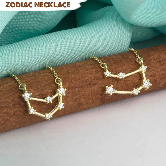 GeckoCustom Zodiac Necklace, Gold Zodiac Necklace, Astrology Sign Necklace HN590